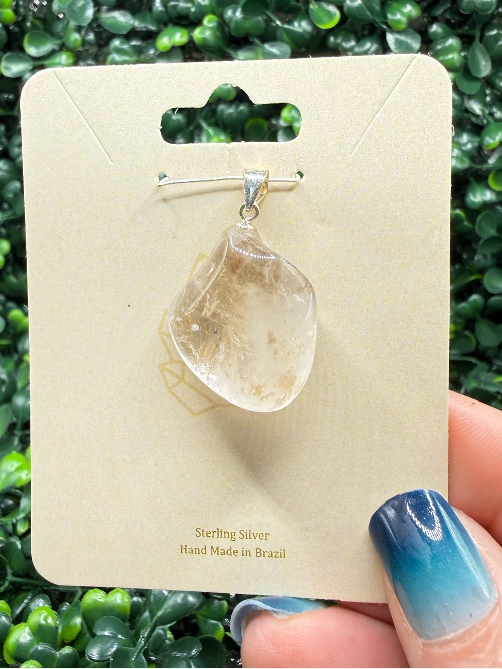 Brazilian Amethyst w/ Powellite Inclusions Tumble Pendant - *UV Reactive*